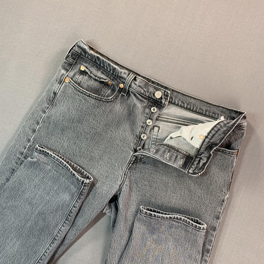 Levi's Premium Wedgie Tapered Jeans Womens 32 (34x28) Gray Big E Button Fly